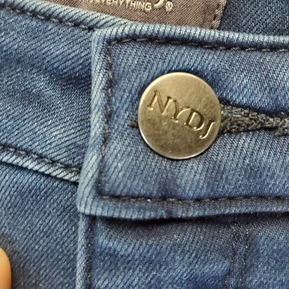 NYDJ Jeans Womens 10 Blue Bridgewater Wide Leg Stretch Denim Cropped - Picture 11 of 14